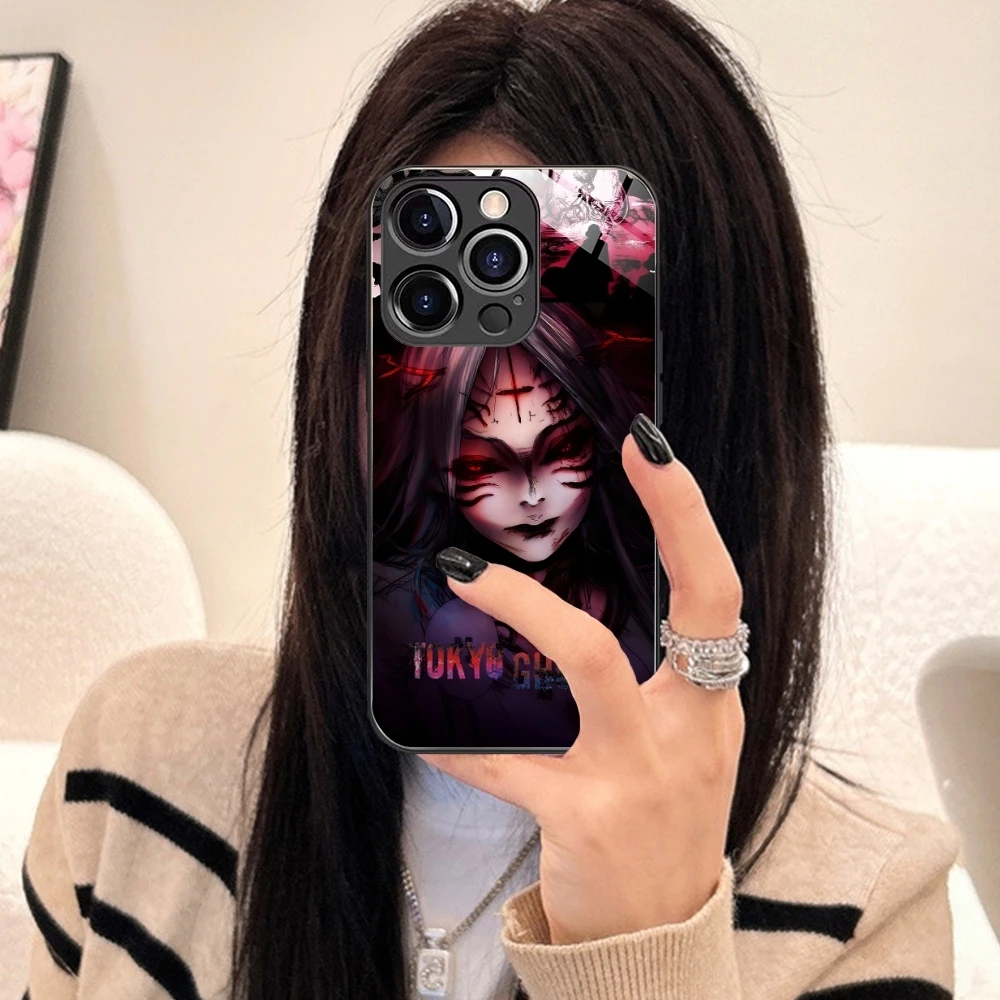 Tokyo Ghoul Rize Mobile Cell Phone Case for iPhone 15 14 13 12 11 X XR XS 8 Pro Max Plus Mini PC Glass Phone Cover Shell