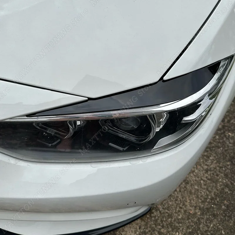 1 زوج سيارة لمعان الأسود المصابيح الأمامية الحاجب الجفون تقليم لسيارات BMW 4 سلسلة F32 F33 F36 M4 420d 420i 425d 430i 435i 440i 2013-2021 #4