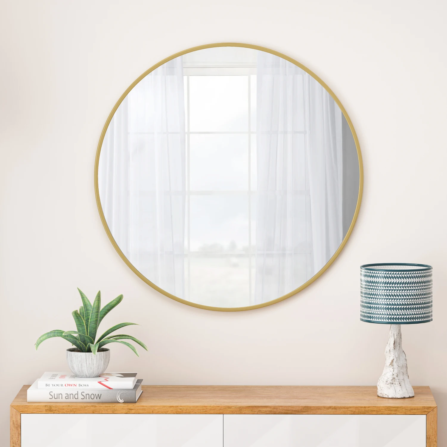 Wall Mirror 48 Inch Oversized Big Size Gold Circular Mirror Metal Framed Mirror Round Vanity Mirror Dressing Mirror, for Bathroo