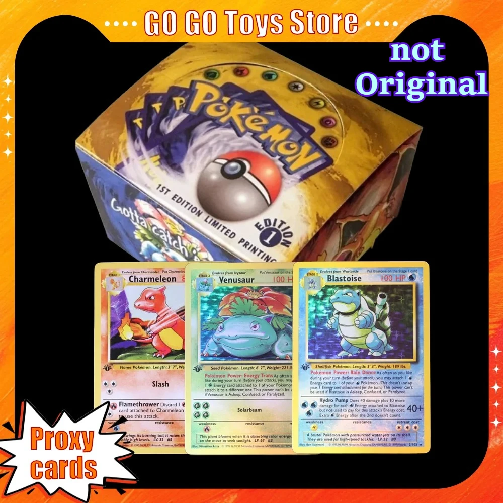

Фольга Pokémon 33 упаковки 1ST Edition Классический базовый набор Прокси-карты PKM Игры Настольные игры Весь набор Коллекция карт Игрушки Подарок