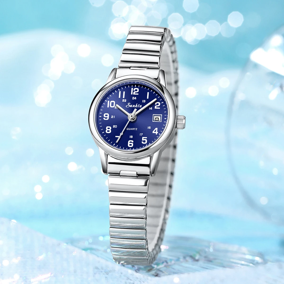 

Sunkta Top Brand Luxury Woman Watch Elegant Fashion Classic Simple Dial Waterproof Calendar Ladies Steel Belt Women's Wristwatch