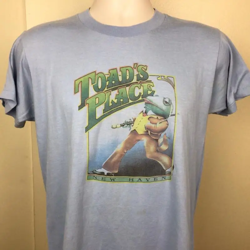 Vtg 80S Toad Äôs Place New Haven Concierto Local Camiseta Pantalla Azul Estrellas Rock