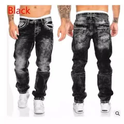 

New 2024 Hip Hop Fashion Straight Leg Casual Long Pants Cross Border Trendy Fiber Men's Jeans Autumn Collection