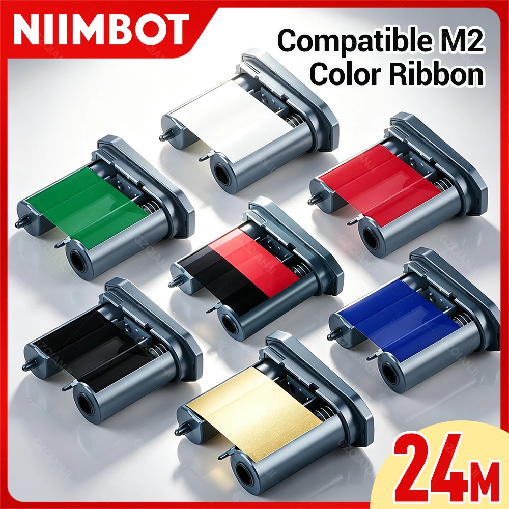 Niimbot Ribbon Black White Red Golden Green Blue for M2 Thermal Transfer Label Printer Color Printing Long-term Storage