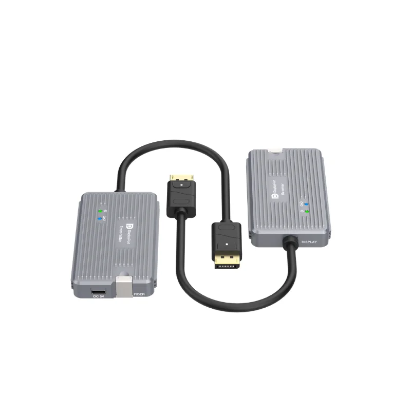 4K60 DP Over Fiber Extender, DP1.4a HDCP2.3/2.2,10Km Single‑Mode LC,300M OM4, HDR EDID Lock, Transmitter & Receiver Kit