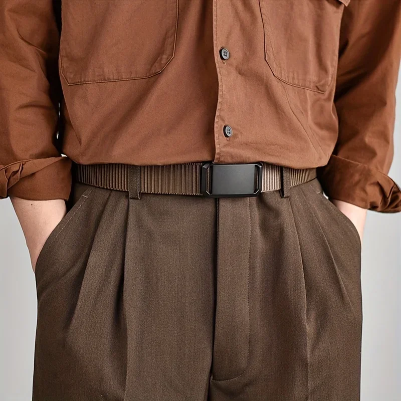 حزام قماش بإبزيم أوتوماتيكي ممتاز - ملابس عمل تكتيكية متينة للرجال - حزام سروال أنيق للاستخدام الخارجي مع إطلاق سريع