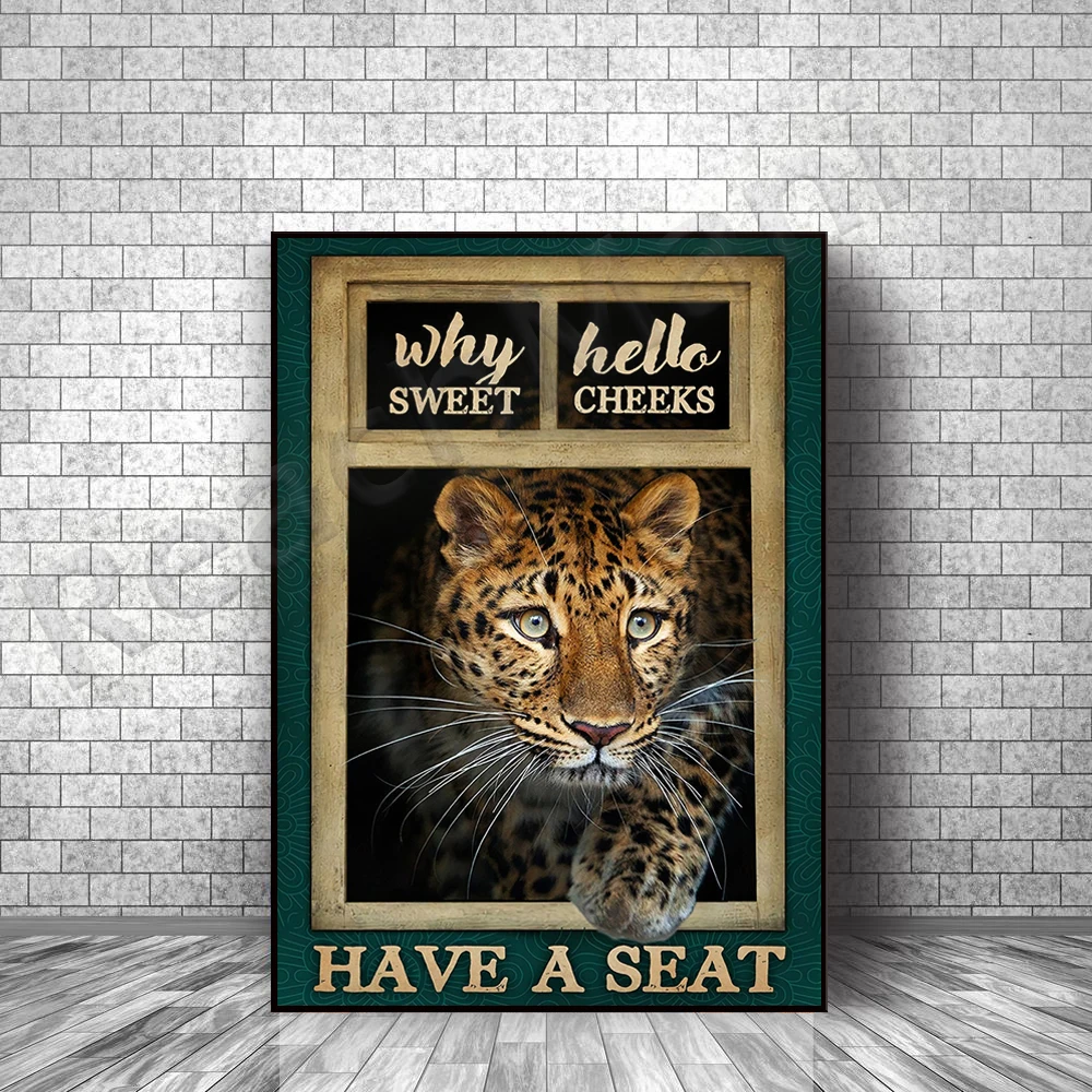 Why Hello Sweet Check has seat posters, tiger wall decor, bathroom wall art, tiger art print, cat wall decor, tiger wall art.