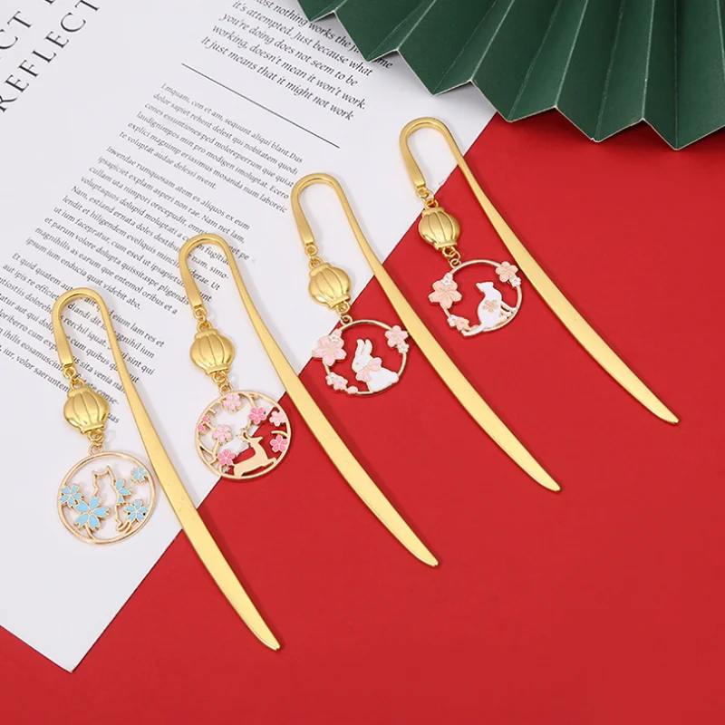 

1pc Kawaii Sakura Cat Lancet Bookmark Student Exquisite Study Office Portable Reading Pendant Stationery DIY Decoration Supplies