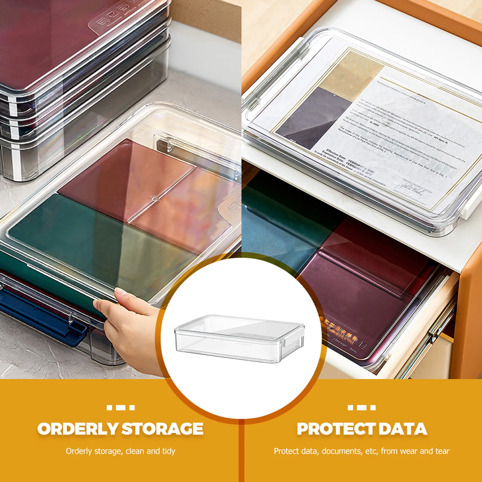 

Transparent Document Paper Organizer Plastic File Case Stackable Storage Box Desktop File Holder Office Document Storage
