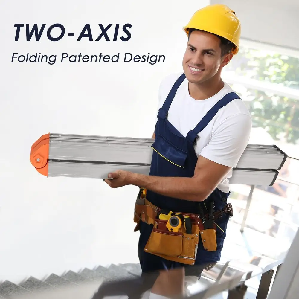 Scaletta pieghevole a 4 gradini a doppia parte anteriore in alluminio, sgabello antiscivolo stabile, portatile, carico di 330 libbre