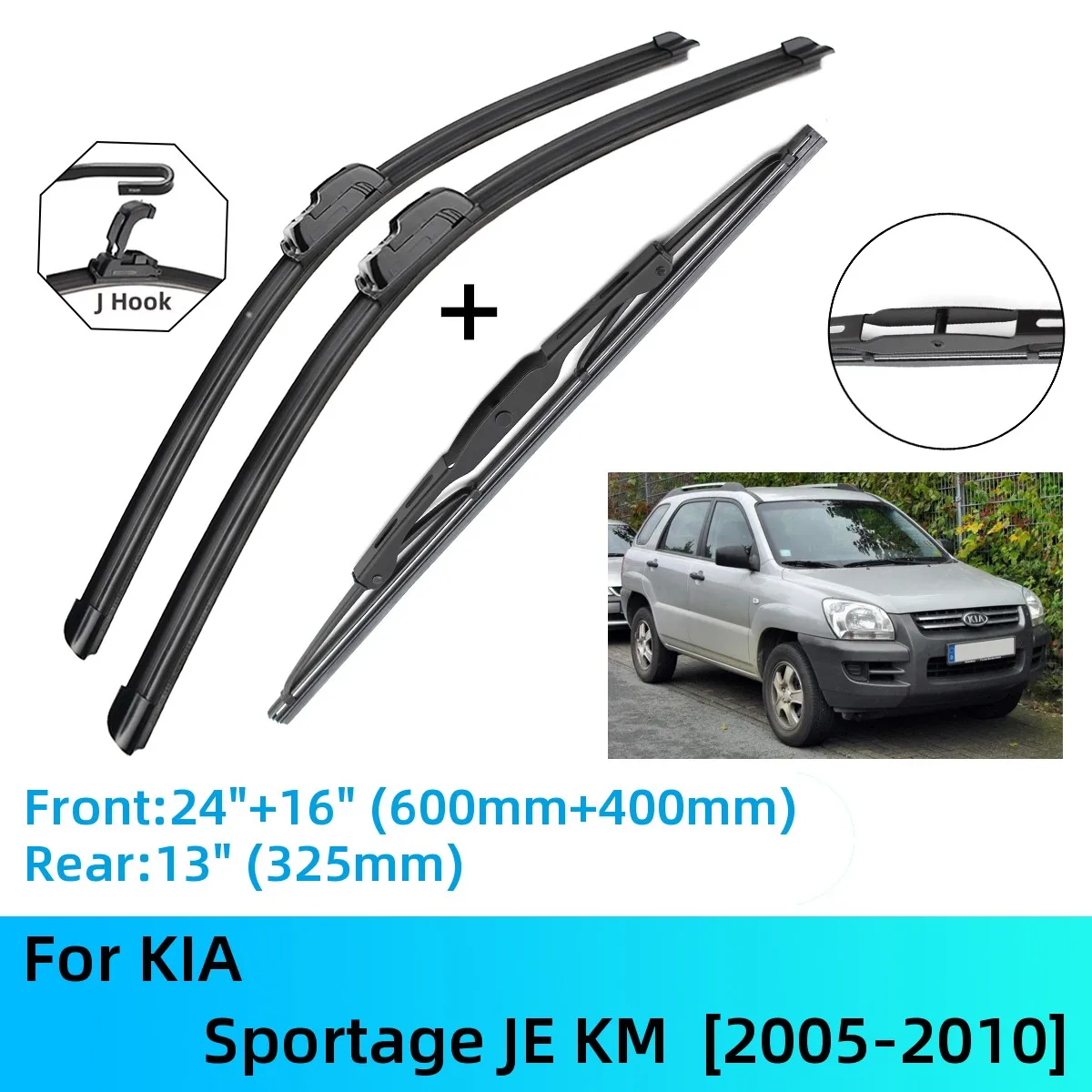 

Щетки стеклоочистителя передние и задние для KIA Sportage JE KM J U Hook 2005-2010 2005 2006 2007 2008 2009 2010