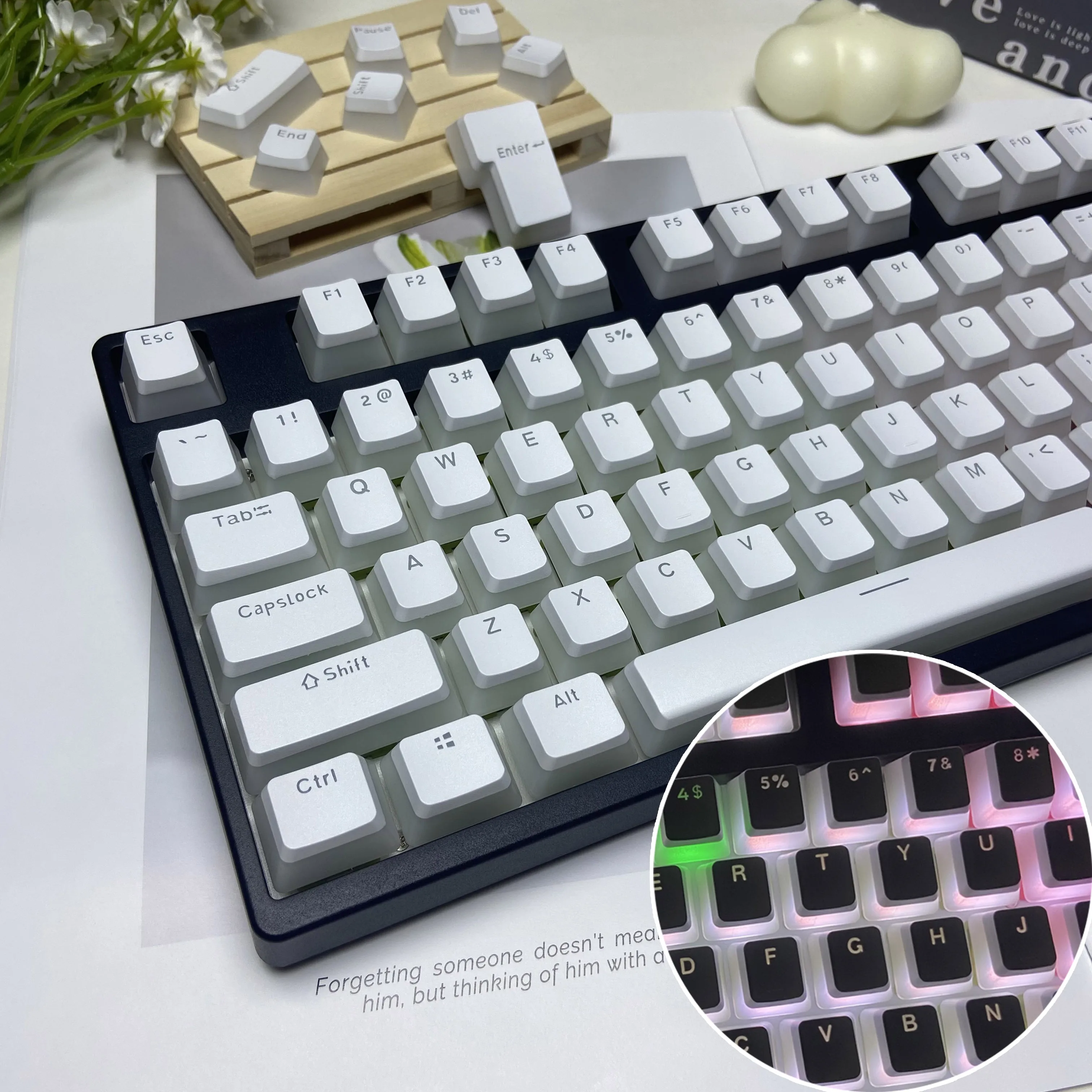 

129 клавиш Pudding Keycaps PBT OEM Profile Белый Черный Серый Keycap Полный комплект для MX Switch Механическая клавиатура 60% 75% 87% 100%