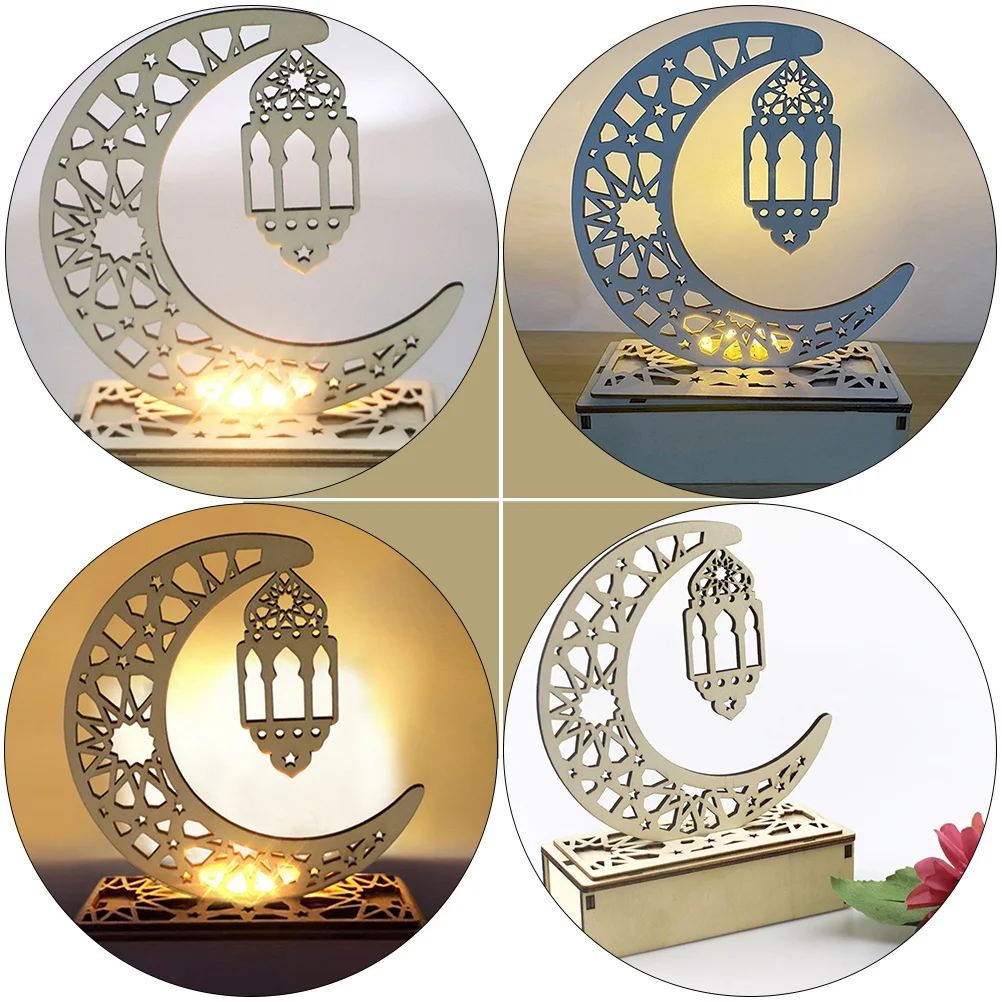 1 قطعة خشبية رمضان عيد الجوف خارج الزينة القمر شكل زخرفة الزخرفية الإبداعية مهرجان المنزل هدية القمر شكل حلية