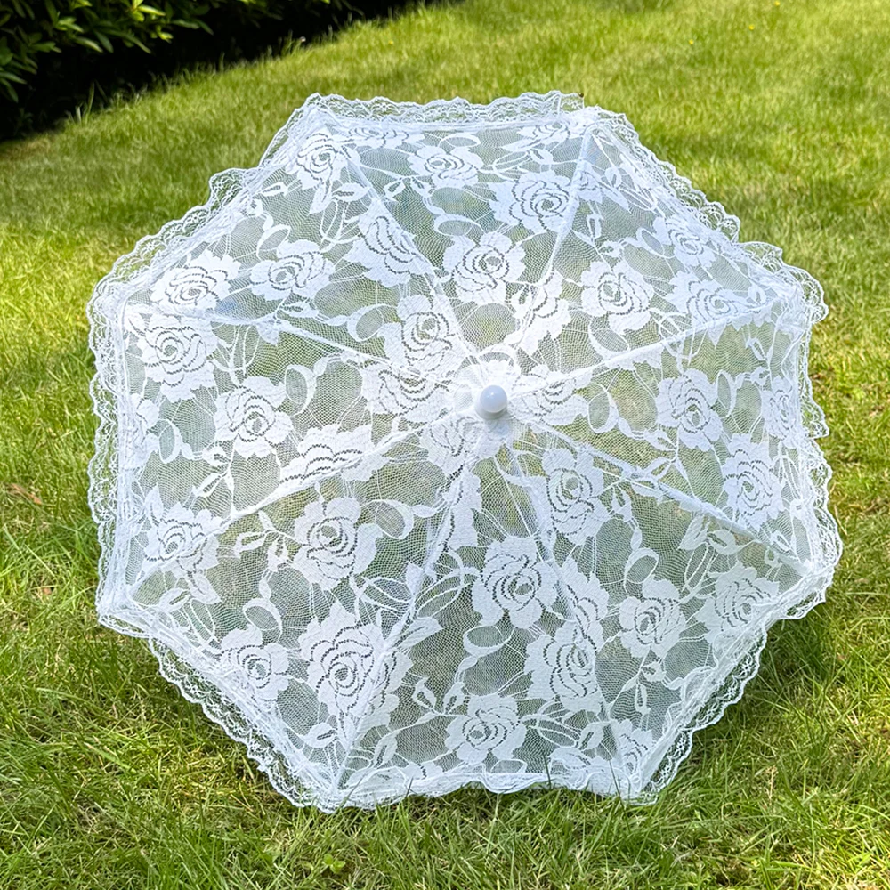 Weißer Spitzen-Sonnenschirm, Teeparty-Deko, Geburtstagsparty-Zubehör, Vintage-Hochzeitsaccessoires für Brautjungfern, Geschenk, Foto-Requisiten – Detail 9