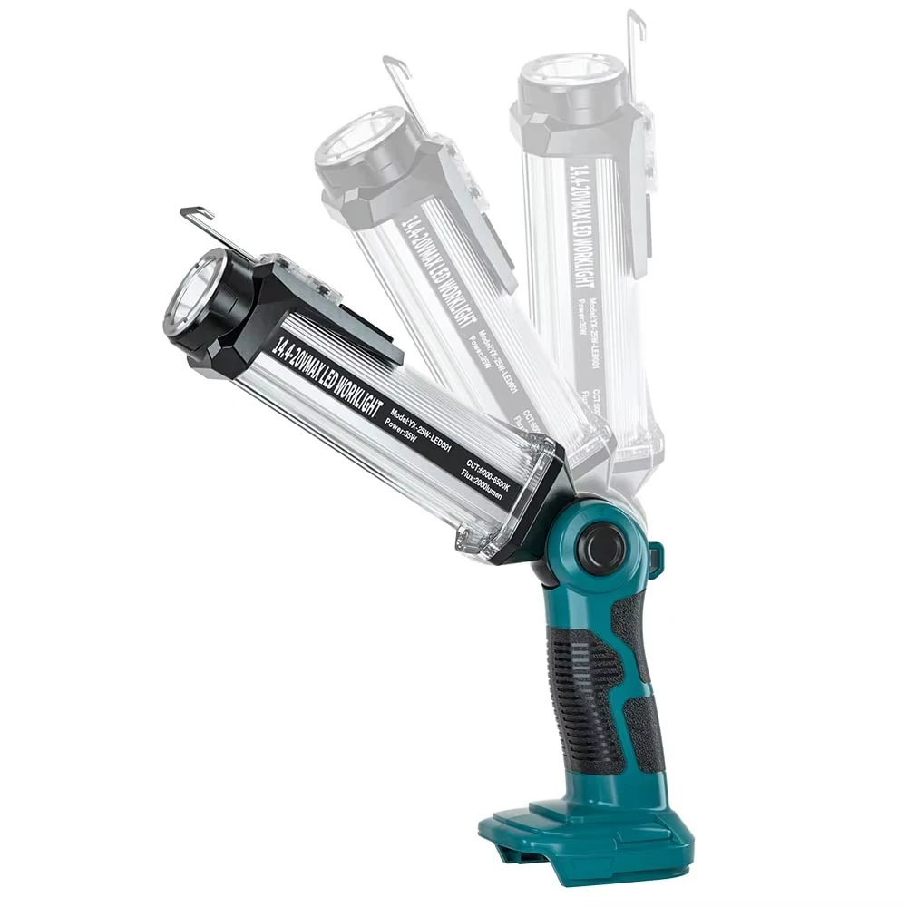 2000LM LED Work Light for Makita 20V Lithium-ion Battery Portable Light Horizontal Down Light Outdoor Handheld Flashlight 35W