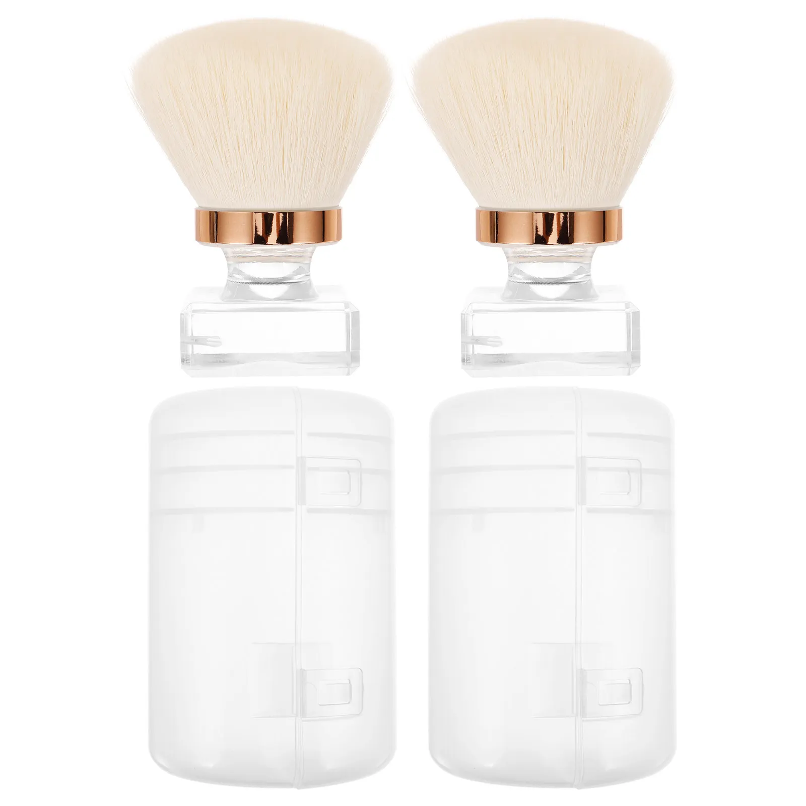 2Sets Premium Powder Brush Set Soft Artificial Fiber Makeup Brushes Multi-Use for Face Eyes Foundation Loose Pressed Powder