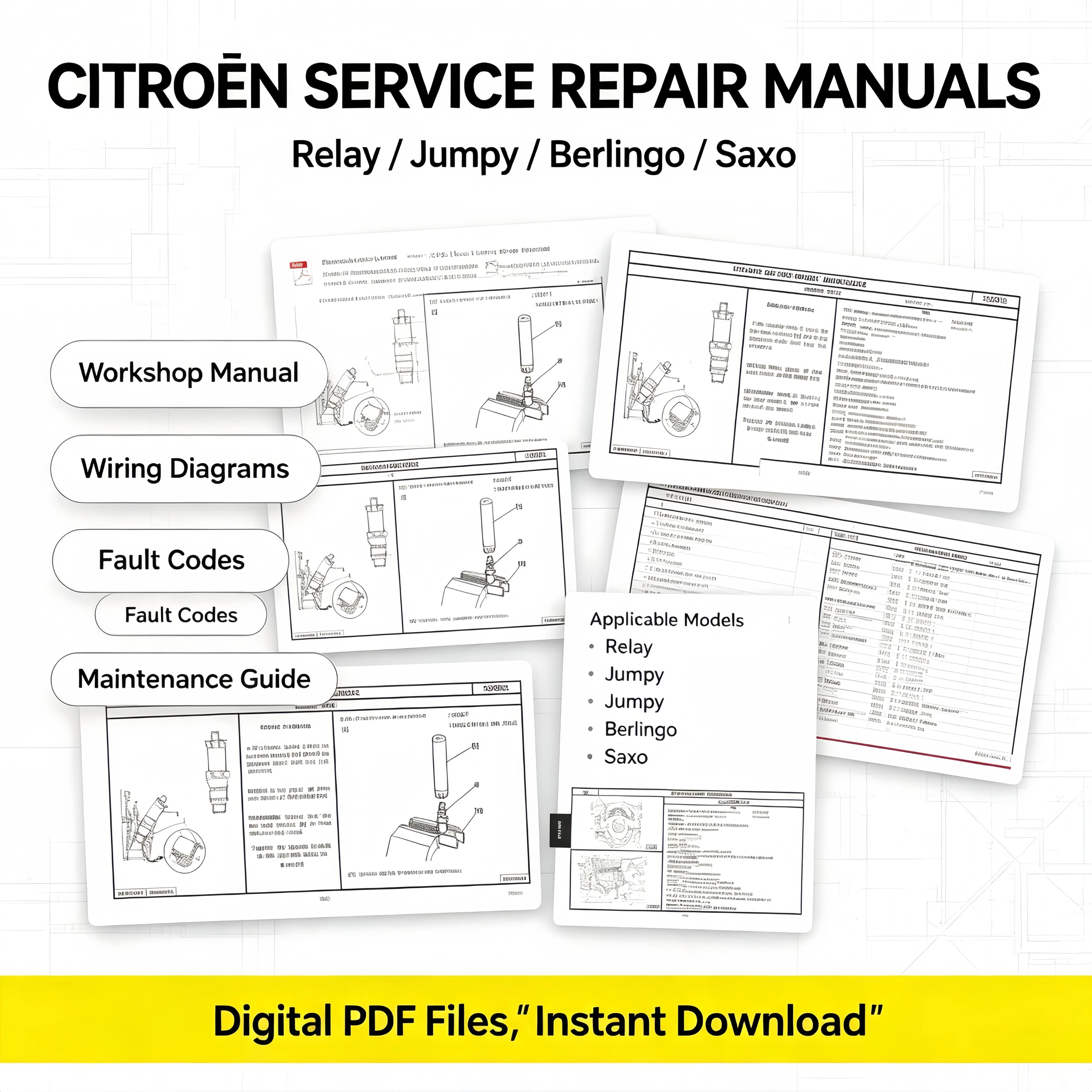 Workshop Repair PDF, Wiring Diagrams & Fault Code Reference for Relay, Jumpy, Berlingo, Saxo Vans