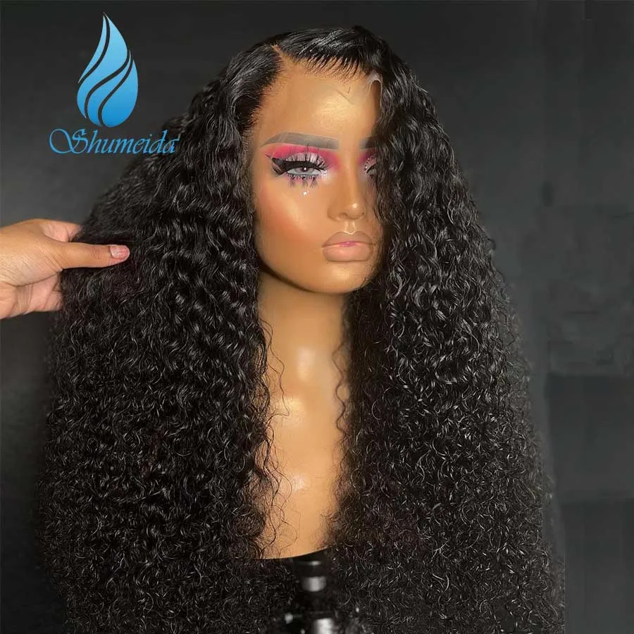 Shumeida Black Color Brazilian Hair Full Lace Wig with Side Part Full Lace Human Hair Wig with Natural Hairline Glueless LaceWig