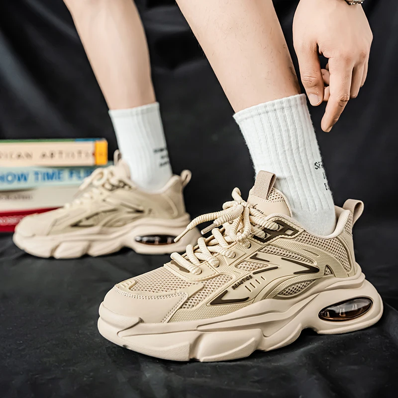 أحذية رياضية رجالية فاخرة للجري قابلة للتنفس، أحذية رياضية كاجوال بدون كعب أنيقة، أحذية تنس للسباق للرجال، تصميم مريح سهل الارتداء