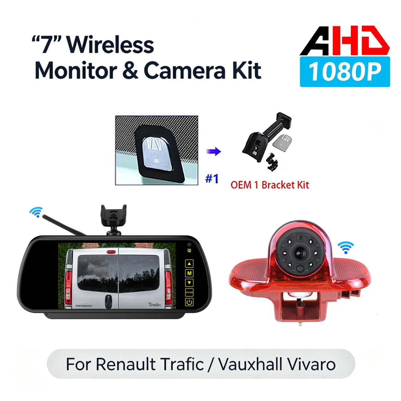 AHD1080p High Level Rear Brake Light Wireless Reversing Camera +7