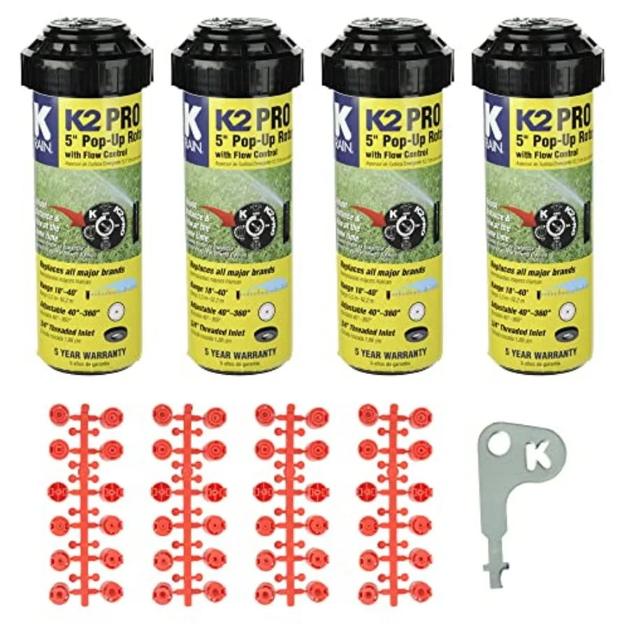 

K Rain K2 Pro 3/4" Gear Drive Rotor 5" Pop-Up 18' - 40' Spray Distance 40° - 360° Arc Spray Pattern with Full-Circle Gear Drive