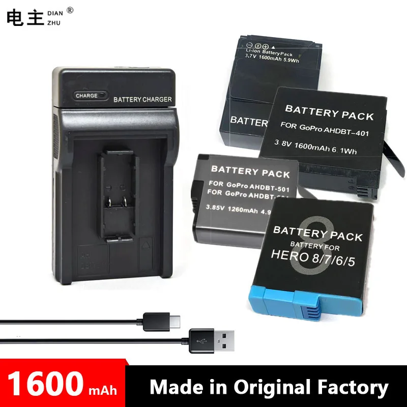 

AABAT AHDBT 301 302 401 501 801 Battery Charger For GoPro accessories Hero 8 7 6 5 4 3 3+ Sports Cam Go Pro black Camera