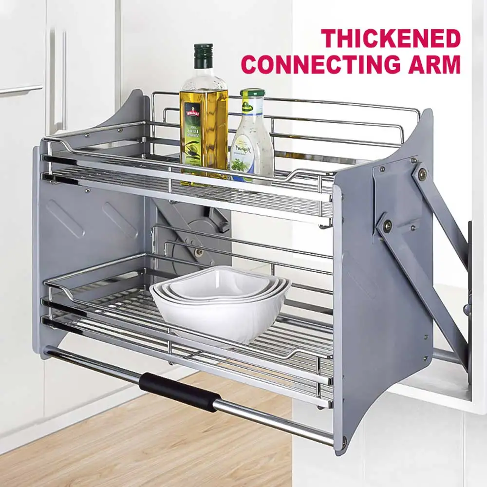 Kitchen Hanging Cabinet Lifting Pull-Down Kitchen Storage Rack Damping Buffer 4-speed Adjustment  Dish&Bowl Drawer Baskets