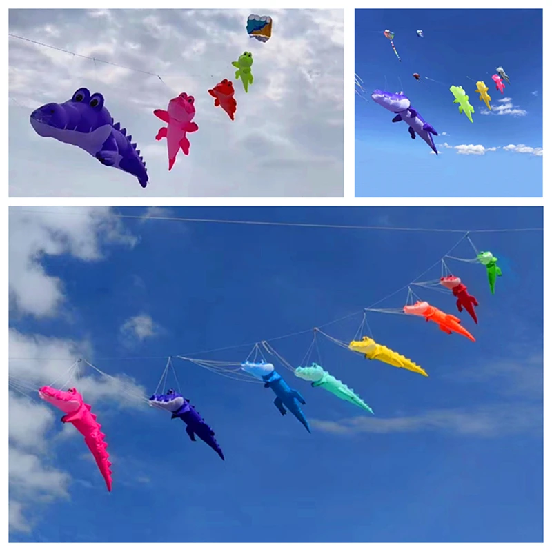 free shipping 10m Crocodile kite flying string line soft kite pilot inflatable kites Flying toy kite line reel professional kite