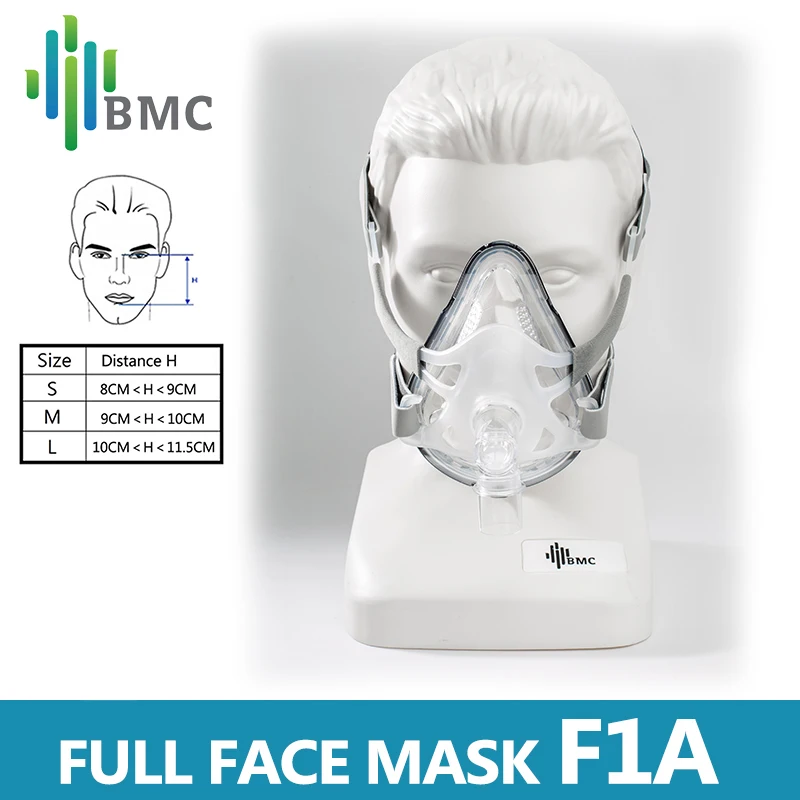 CPAP Full Face Mask F1A with Headgear Nasal Face Pads for Bipap Anti Snoring Sleep Apnea 22mm Tubing Diameter