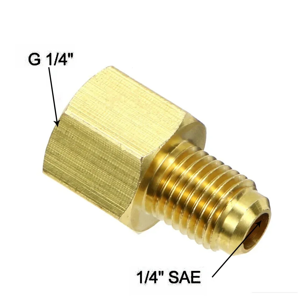 Nitrogen Pressure Reducer Adapter, Mangueira de Ar Condicionado, Latão Resistência à Corrosão, 1/4 "SAE AG X G 1/4" IG, 1Pc