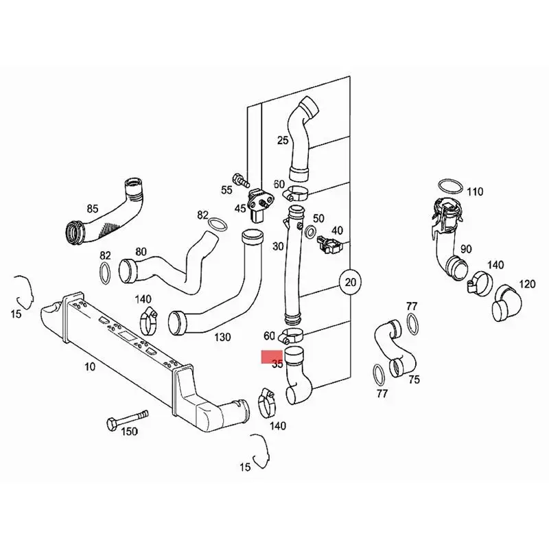 2105285582 A2105285582 Intercooler Turbochager Boost Intake Hose for Mercedes Benz W210 E220 Cdi