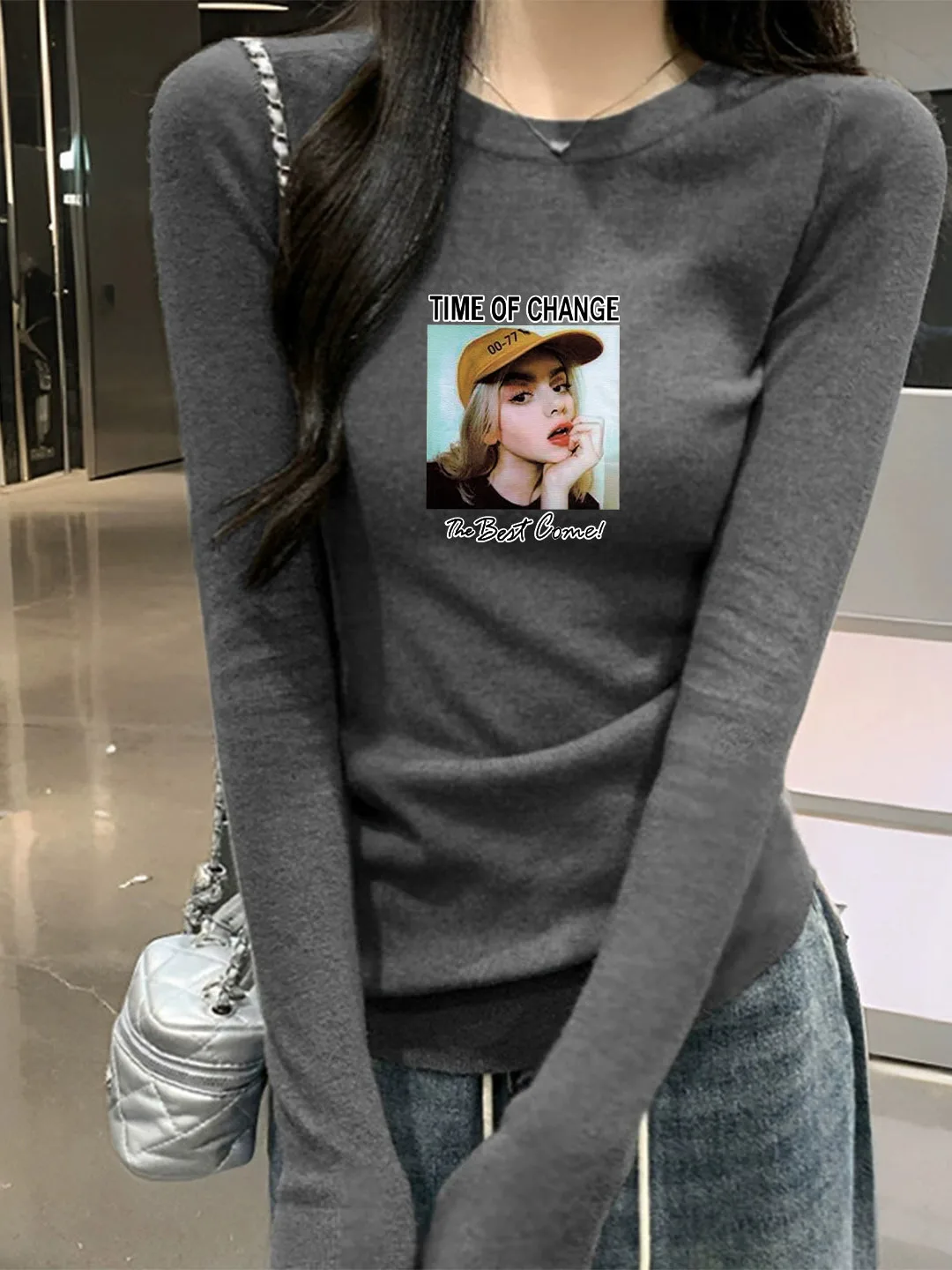 Chic Long Sleeve Early Autumn Top Stylish Inner Wear Base Shirt New Winter Ladies Personality T-Shirt Korean Style Commute Fa...