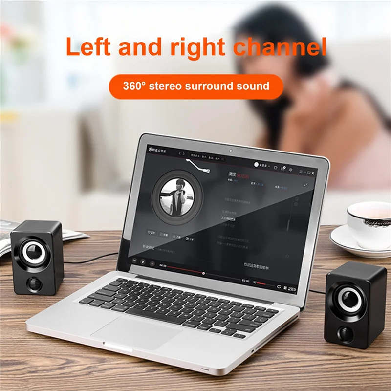 USB Mini Small Speaker Computer Audio Stereo Subwoofer Speaker Home Wired Desktop Speaker for Laptop Desktop Computer