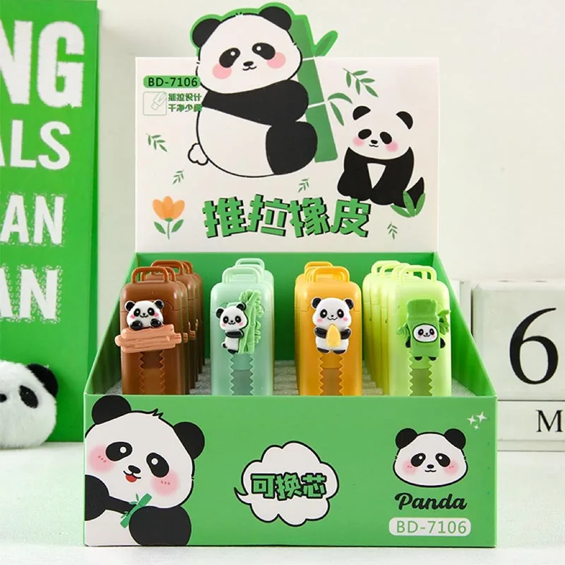 24 teile/los kawaii Panda ziehen Radiergummi kreative Schrift Zeichnung Bleistift Radiergummis Briefpapier für Kinder Geschenke Schul bedarf