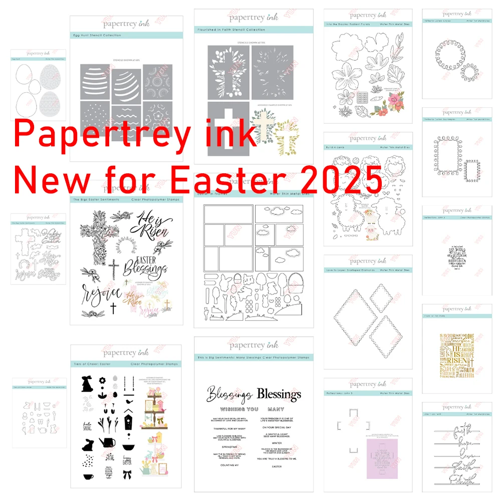 2025 New Metal Cutting Dies Stamps Stencil the Bigs Easter Sentiments Die DIY Scrapbooking Easter Egg Frames Florals Paper Craft