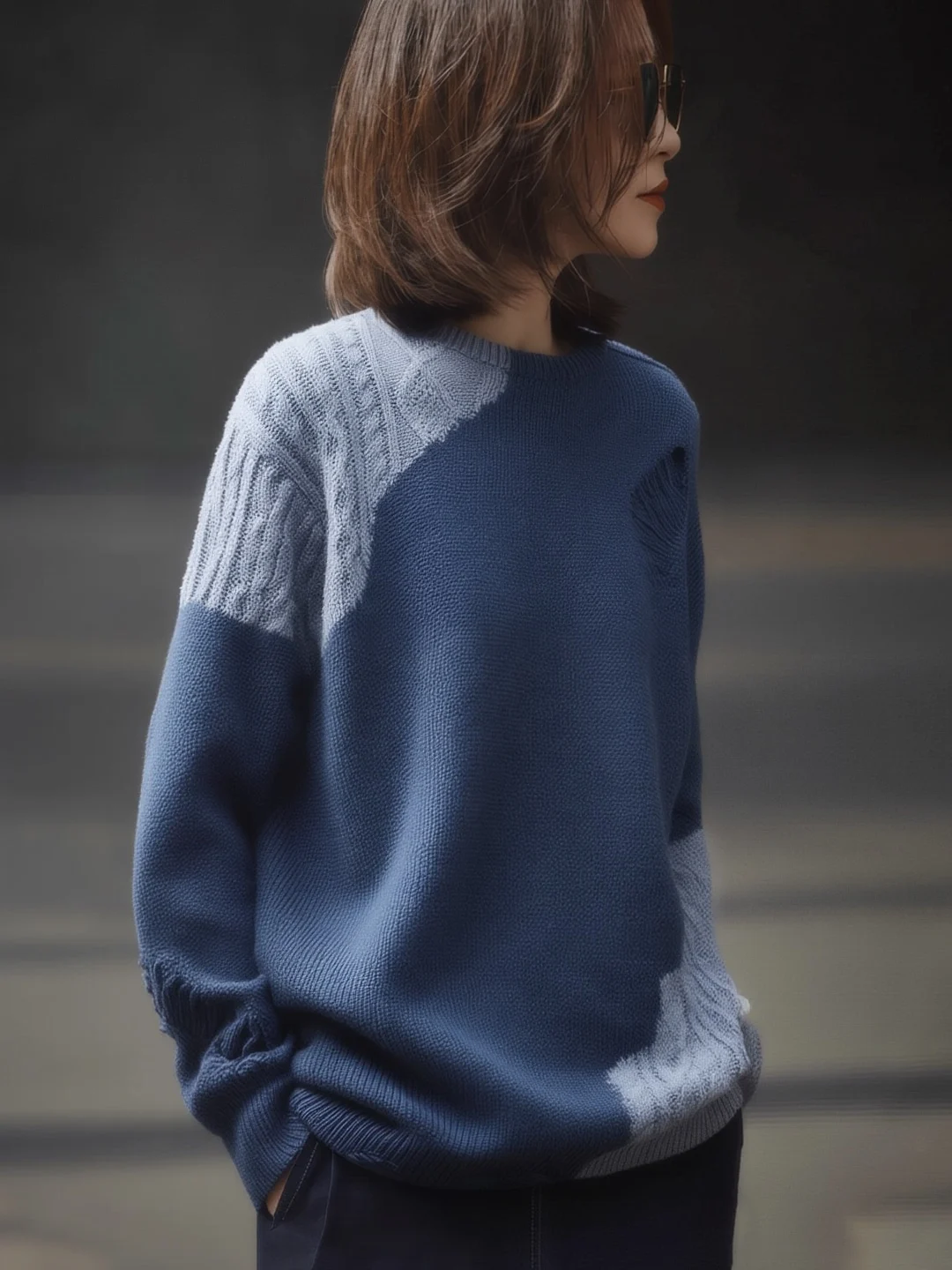 

Модный шерстяной вязаный свитер с длинными рукавами в стиле колор-блок, зимняя новинка, дизайнерская модель, женский, премиум-класса, с льняным узором