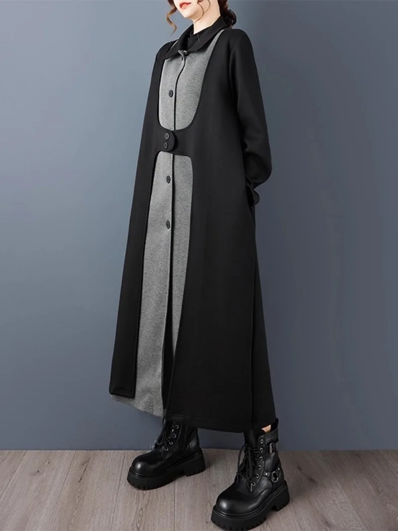 Literaire casual windjack halflange herfst- en winterkleding enkele rij knopen vintage Koreaanse stijl trendy jas w1111