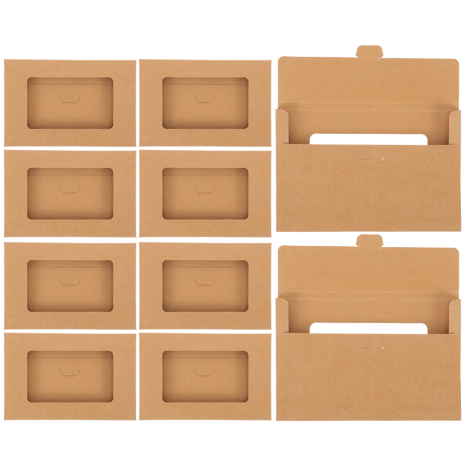 10Pcs Kraft Paper Postcard Boxes Envelop Storage Container with Clear Window for Catalogs Statements Packaging