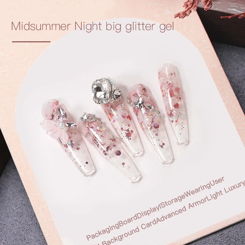 Ibdgel 8g Glitter Nail Gel Polish Midsummer Night big glitter gel Varnis Semi Permanent UV Gel Nail Art Gel