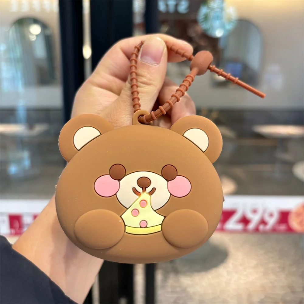 لطيف سيليكون محفظة نسائية للعملات المعدنية محفظة المفاتيح الكرتون القط الكلاب الاطفال مفتاح محافظ المحمولة أحمر الشفاه سماعة حقيبة التخزين الأطفال هدية