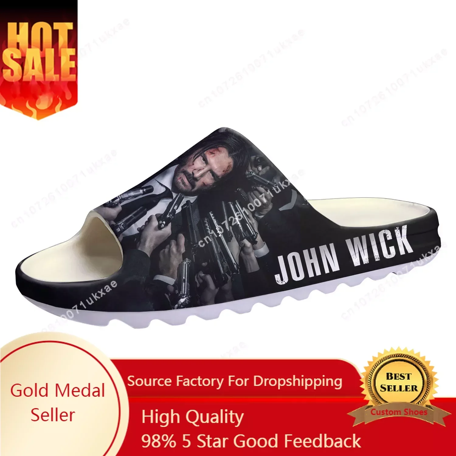 John Wick Keanu Reeves Soft Sole Sllipers Home Clogs Customized Step On Water Shoes Mens Womens Teenager Step in Sandals