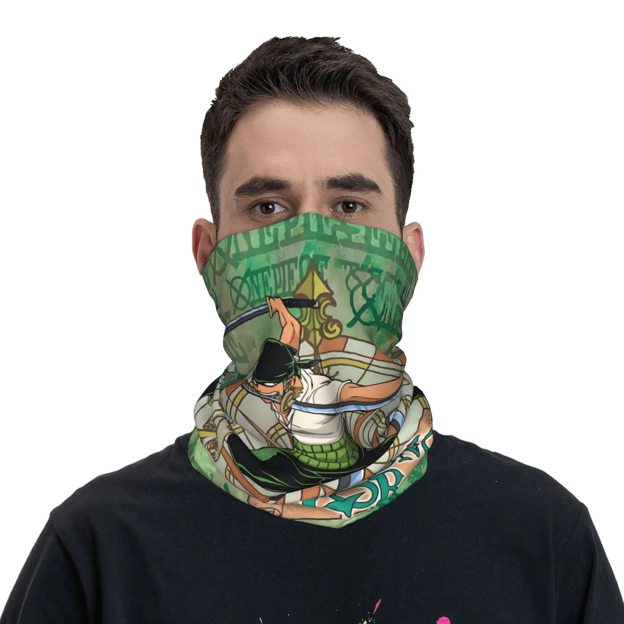 Custom One P-Pieces Zoro Japan Comic Neck Gaiter Women Men Windproof Winter Janpan Bandana Scarf for Hiking