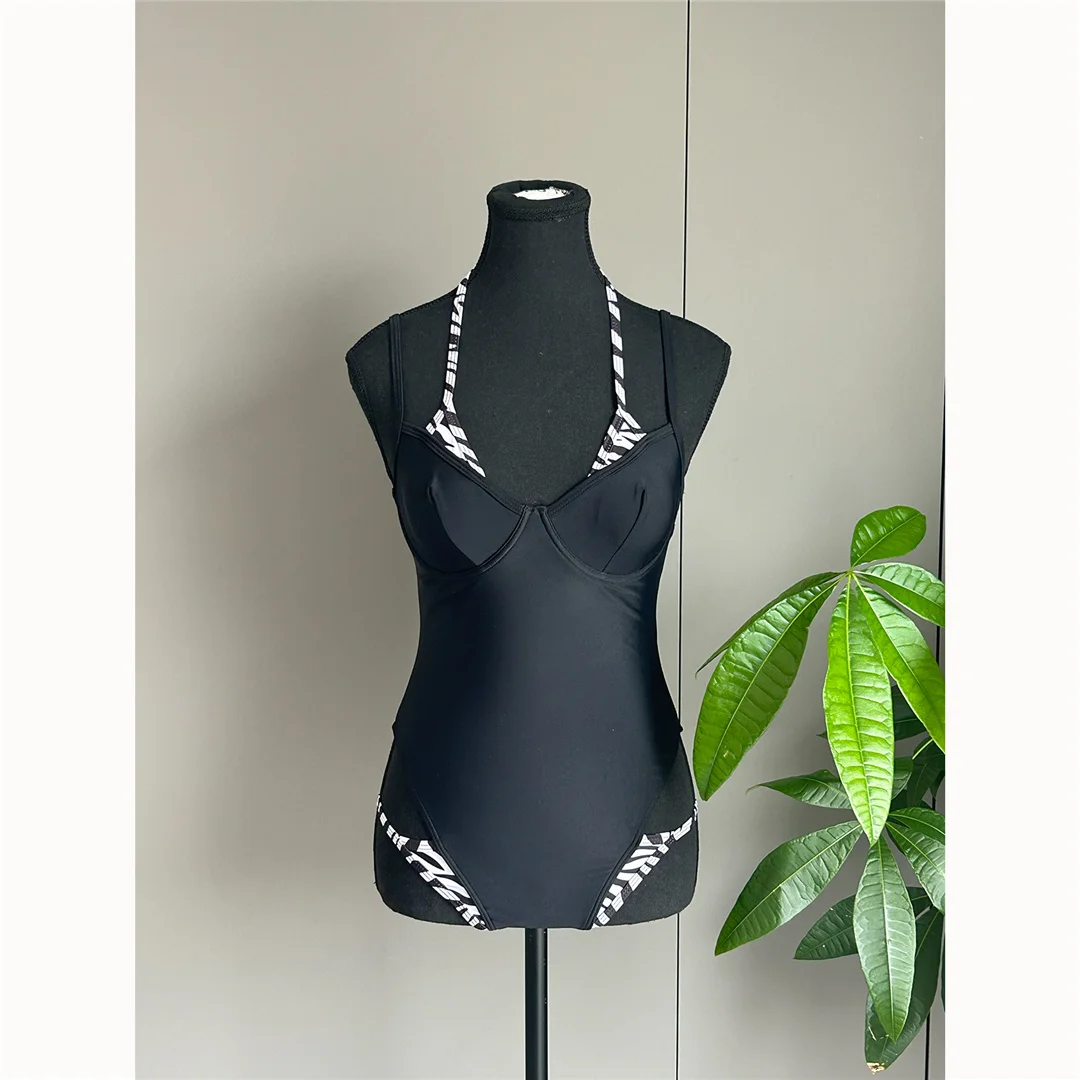 2026 Sexy Patchwork-Neckholder-Badeanzug, Damen-Bademode, Monokini mit hohem Beinausschnitt, gepolsterter Badeanzug, Badebekleidung, Badeanzug V8163 – Detail 2