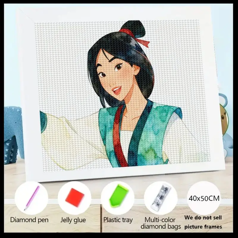 

1 шт. Mulan 5D комплект алмазной живописи, полная дрель DIY мультфильм принцесса Алмазный художественный набор, большой 40x50 см хрустальный драгоценный камень для взрослых