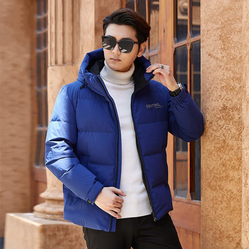 

Duck Men's Clothing White Down Jacket Warm Hooded Thick Puffer Coat Male Casual High Quality Overcoat Thermal Winter Parka Men