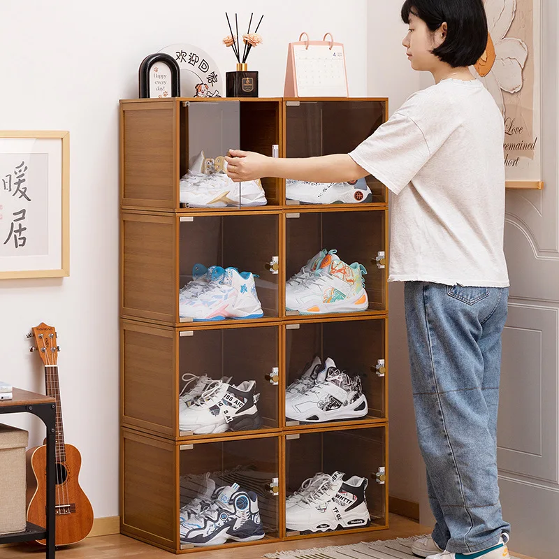 Simple shoe box can be freely combined shoe cabinet with door multi-layer storage shoe rack household dust shoe storage cabinet