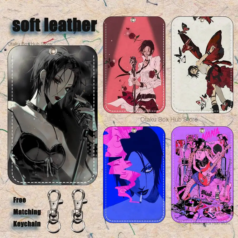

Anime N-Nana Pattern 1Pc PU Leather Card Holder Keychain Key Ring Door Lock Access Tags ID Card Case Keychain Card