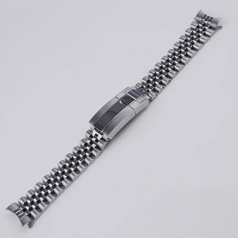 Rolamy 18mm Watch Band For Seiko 5 SNKL41 SNKL43 SNKL45 SNKL47 Silver Gold Hollow CurvedEnd Solid Screw Links Jubilee Strap