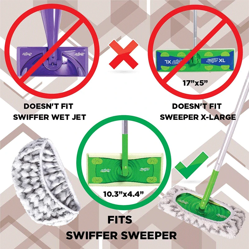 Swiffer Sweeper Replacement Mop Cover, Reusable Flat Mop Replacement, Wet and Dry Mop Head