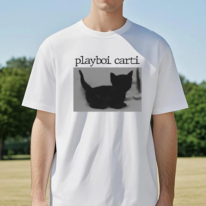 

Summer Playboi Carti Hip-Hop T Shirts Cute Cat Harajuku Print Tee Regular Men women Tops t shirt fashion Short Sleeve o neck tee
